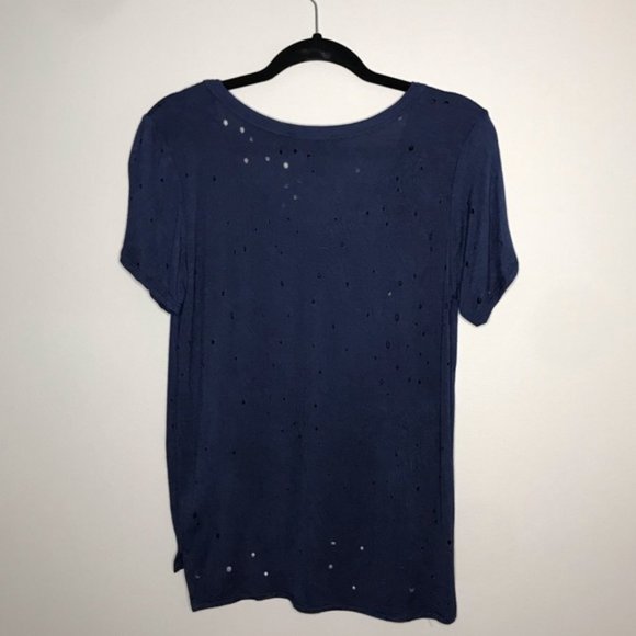 SEE YOU MONDAY distressed grunge blue Tee with holes size Medium - Picture 2 of 6